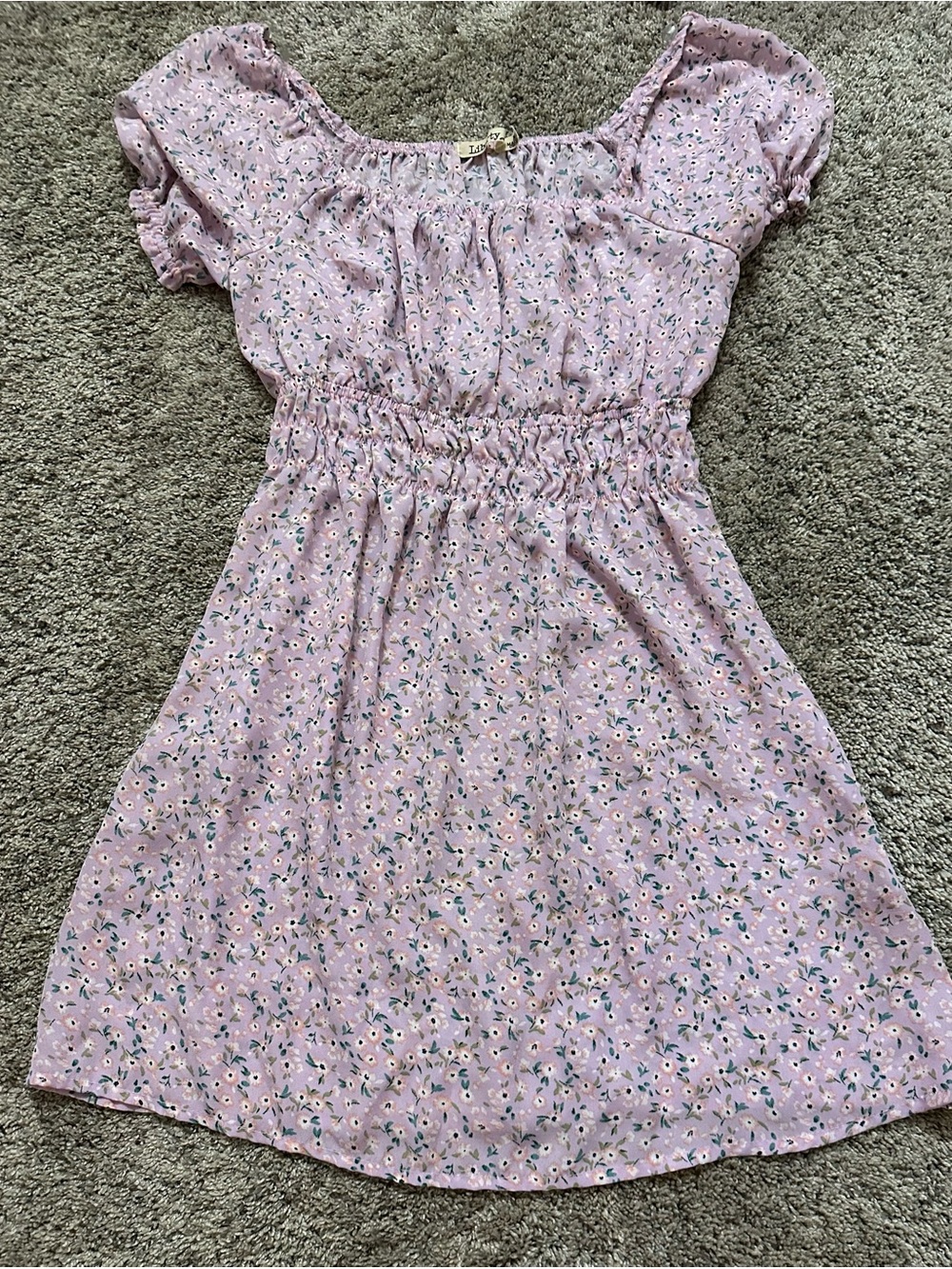 Liberty Love Lavender Floral Smocked Waist Dress